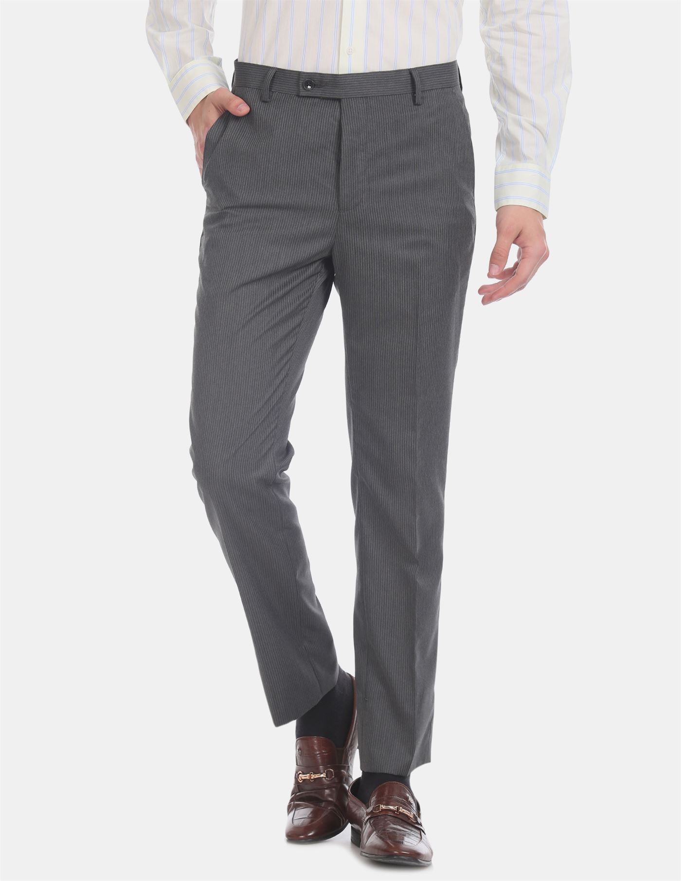 Arrow Men Formal Wear Grey Formal Trouser